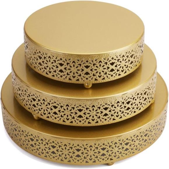 3-Piece Cake Stand Set, Round Metal Cake Stands, Dessert Cupcake Pastry Candy - Picture 3 of 6